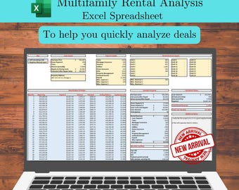 Multifamily Rental Analysis Excel Spreadsheet: Investment Calculator (Digital Download) | As Seen on TikTok