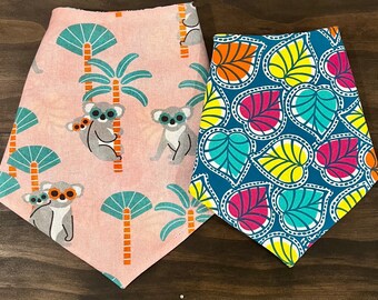 Summer Koala/ Tropical leaves Dog bandana, Personalizable, Reversible