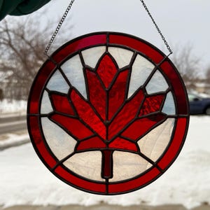 Canadian Maple Leaf Stained Glass Suncatcher