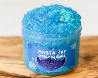 Manta Ray Bingsu Beads Slime, Clear Slime, Crunchy Slime