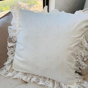 White Lace Ruffle Pillow: Romantic French-Style Throw Cushion