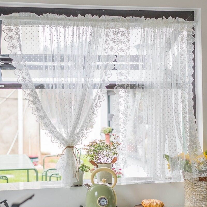 Cortinas transparentes modernas de VELCRO en blanco transparente para  decoración de sala de estar, cortinas transparentes con estampado de copos  de
