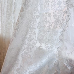 French Rococo Ruffle Lace Curtain: Sheer White Balcony Decor