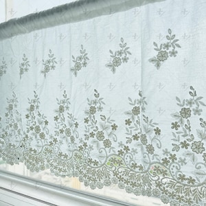 One Panel Cotton Floral Short Curtain - Kitchen Bathroom Valance, Rustic Lace Cafe Curtain