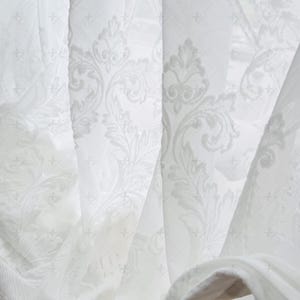White French Embossed Sheer Curtain - Romantic Floral Design, Living Room Bedroom Decor