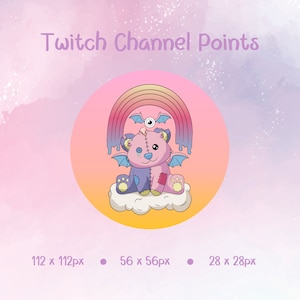 May include: A pink and purple teddy bear with wings and a rainbow above it. The bear has a stitched-up face and a single eye. The image is a Twitch channel point reward.