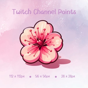 Twitch Channel Point, a Pink Sakura flower channel point, and a second option with hearts in pink shades. Twitch Streamer, Kawaii, Emotes