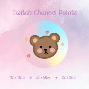 Kawaii Bear For Twitch Channel Points and Emotes, Twitch Streamer, YouTube, Gift Idea, Digital Download, Discord