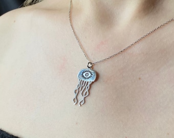 Sterling Silver Jellyfish Necklace: Ocean Sea Life Pendant