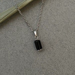 Mens Necklace, Silver Onyx Pendant Men, Mens Silver Chain Mens Necklace, Silver Onyx Pendant Men, Mens Silver Chain