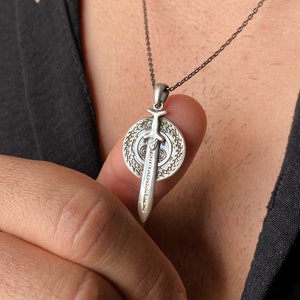 Sword Charm Necklace, Sterling Silver Sword Necklace, Sword Pendant Necklace, Sword Amulet, Sword Necklace for Women, Silver Sword Pendant