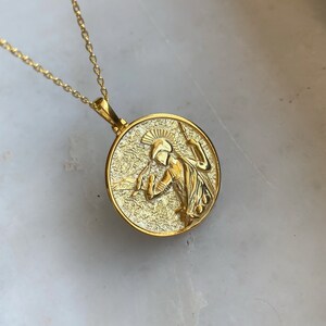 Athena Necklace, Gold Goddess of Greek Necklace, 925 Silver Athena Pendant, Athena Medallion, Mythologic Ancient Greek Pendant