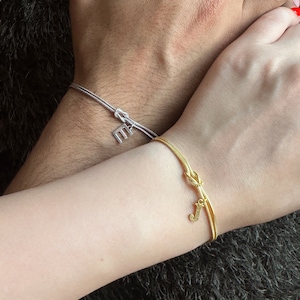 Custom Initial Knot Bracelet Couple Set, Symbol of Love and Unity Bracelet, Matching Letter Knot Bracelets for Couples, Knot Set Bracelet