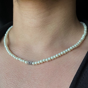 Pearl Necklace Men, White Pearl Choker Men, Summer Necklace for Men, Tiny Pearl Beads Necklace, Dainty Pearl Necklace, Pearl for Boyfriend