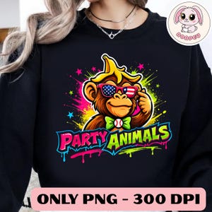 Party Animals Baseball Jersey PNG, Cute Party Animals Baseball PNG, Funny Monkey Baseball Png, Cute Jungle Team Graphic, Kids Sports Humor