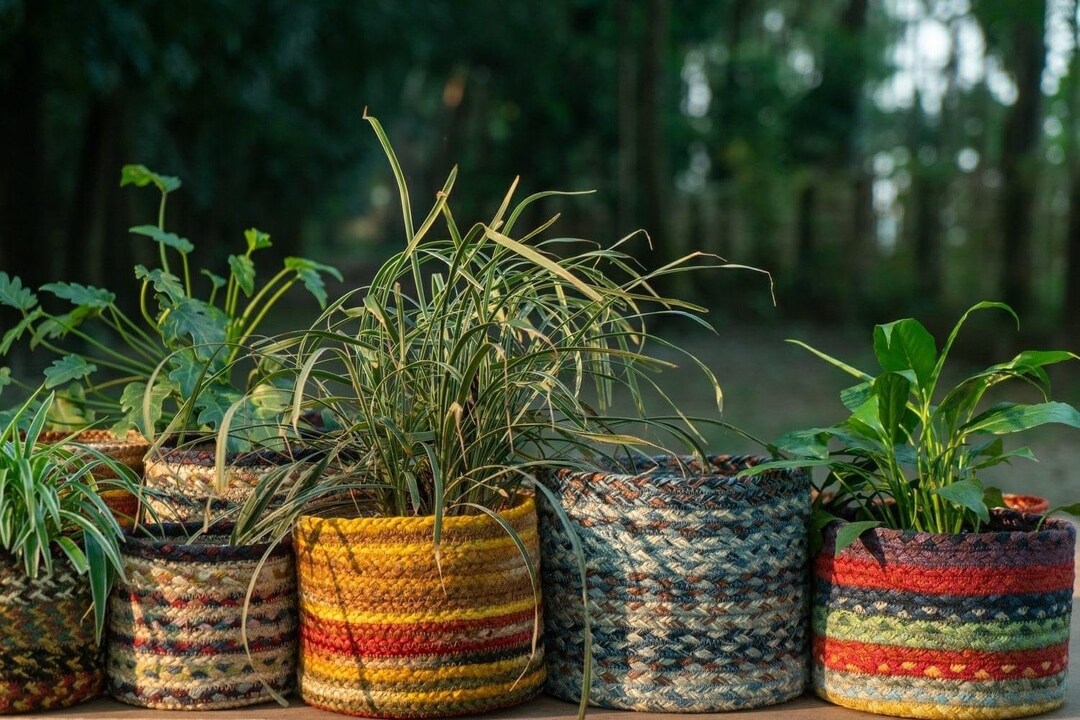 Jute Plant Basket Set of Threenatural Jute Basket Handmade Etsy