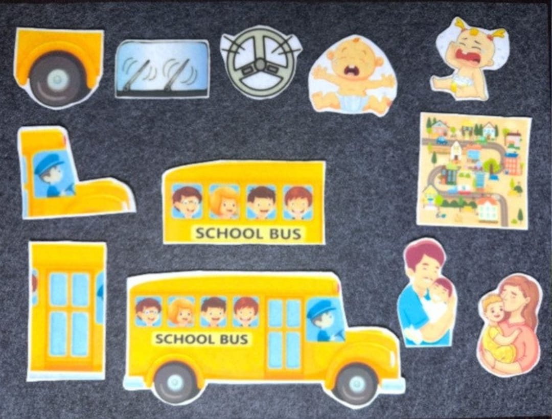 The Wheels on the Bus Felt Set/flannel Board Story/nursery Rhyme Etsy