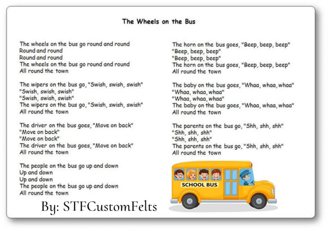 The Wheels on the Bus Felt Set/flannel Board Story/nursery Rhyme Etsy
