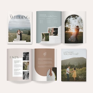experiencia de bienvenida de plantilla de boda para fotógrafos de bodas - diseño de folleto de boda - bienvenida de revista de bodas - plantilla canva