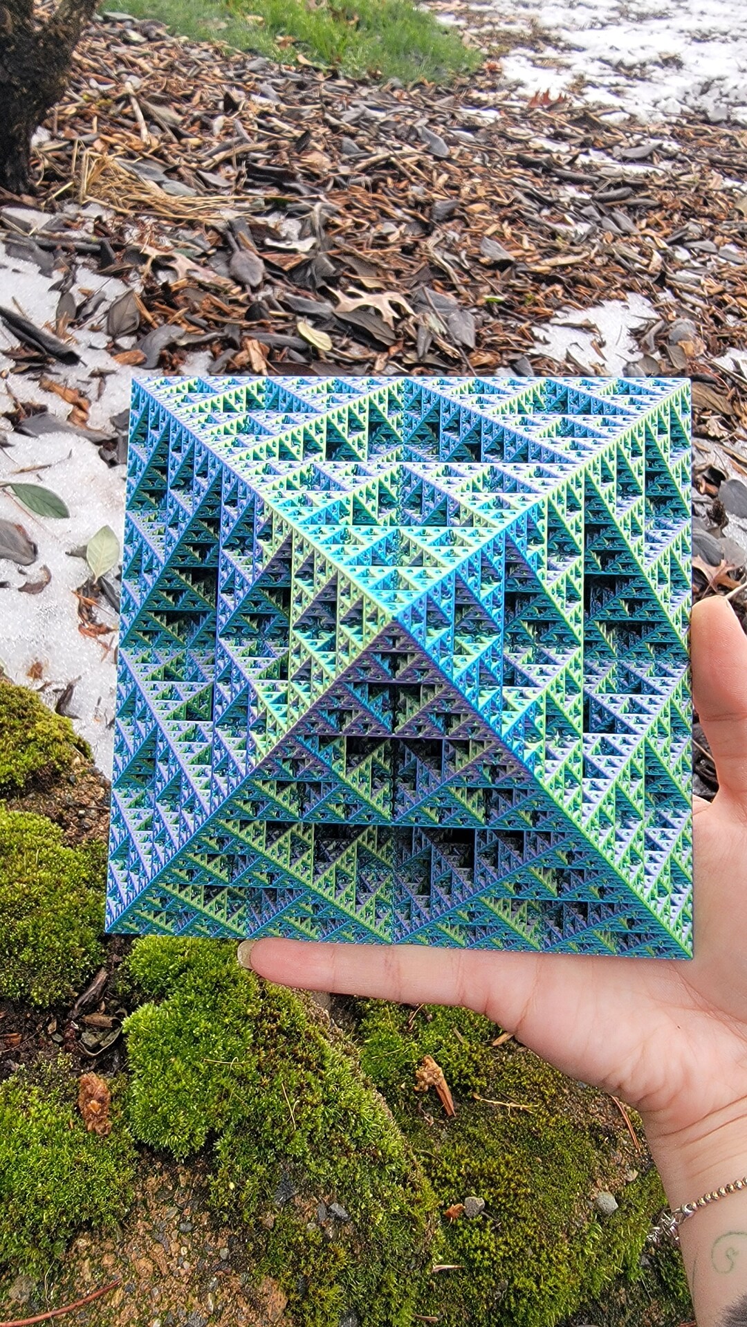 Large Fractal Pyramid, Blue and Green and Purple Tricolor 3D Printed ...