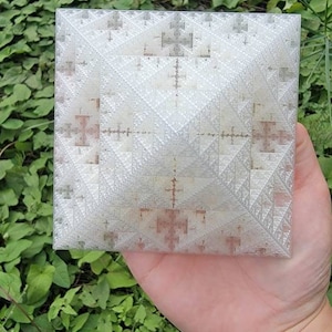 Fractal Pyramid, Clear White 3D Printed Sierpinski Fractal Pyramid, Art Sculpture, Sacred Geometry