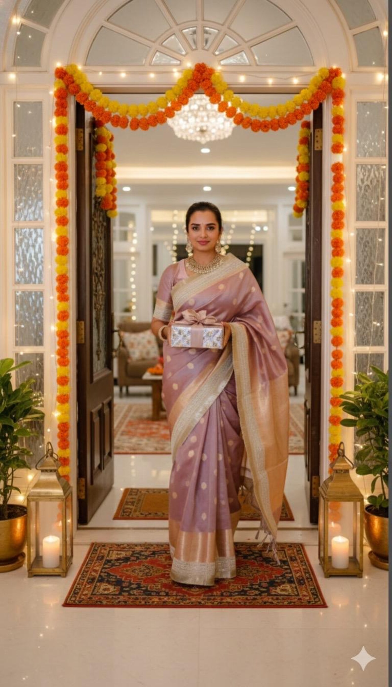 Tissue Silk Saree Light Weight Hand Gotta Sari Gift for Her Indian