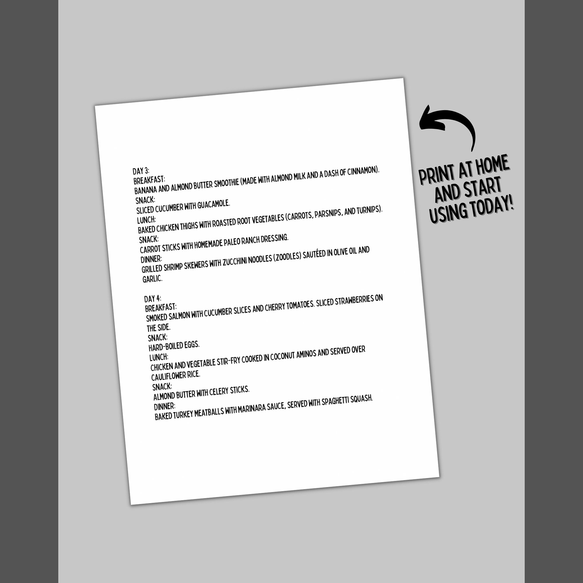 Paleo Meal Plan Paleo Planner Printable Food List - Etsy