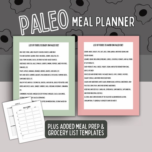 Paleo Meal Plan Paleo Planner Printable Food List