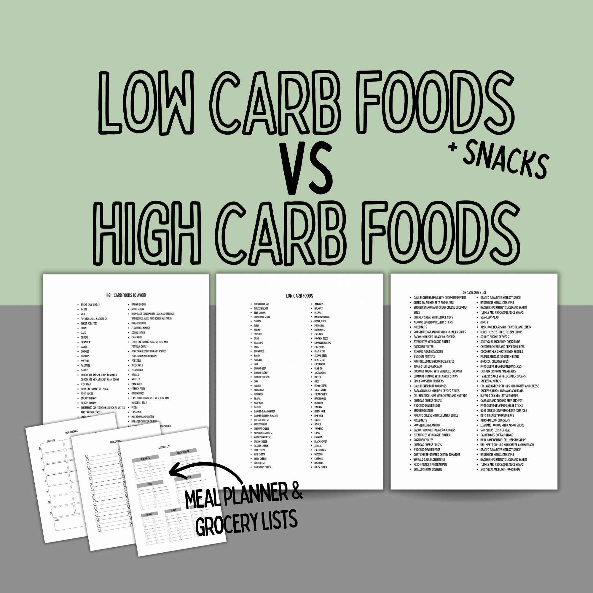 Low Carb Food List Low Carb Snacks Meal Planner Low Carb Food Diet Low ...
