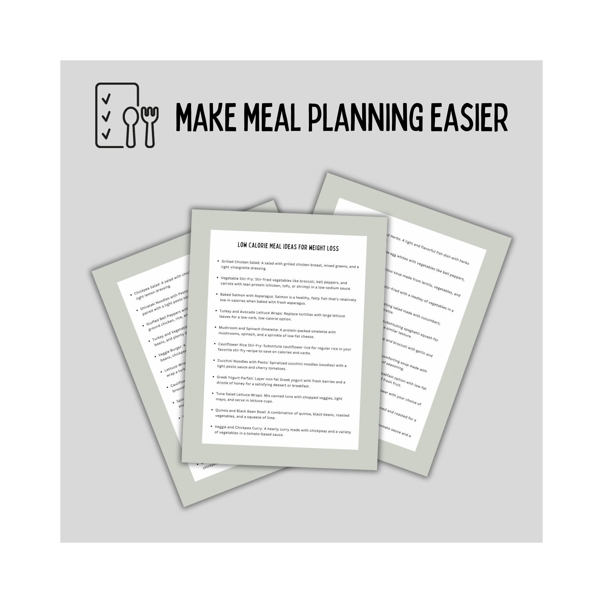Weight Loss Meal Plan Printable Weekly Meal Plan Low Carb Food List Low