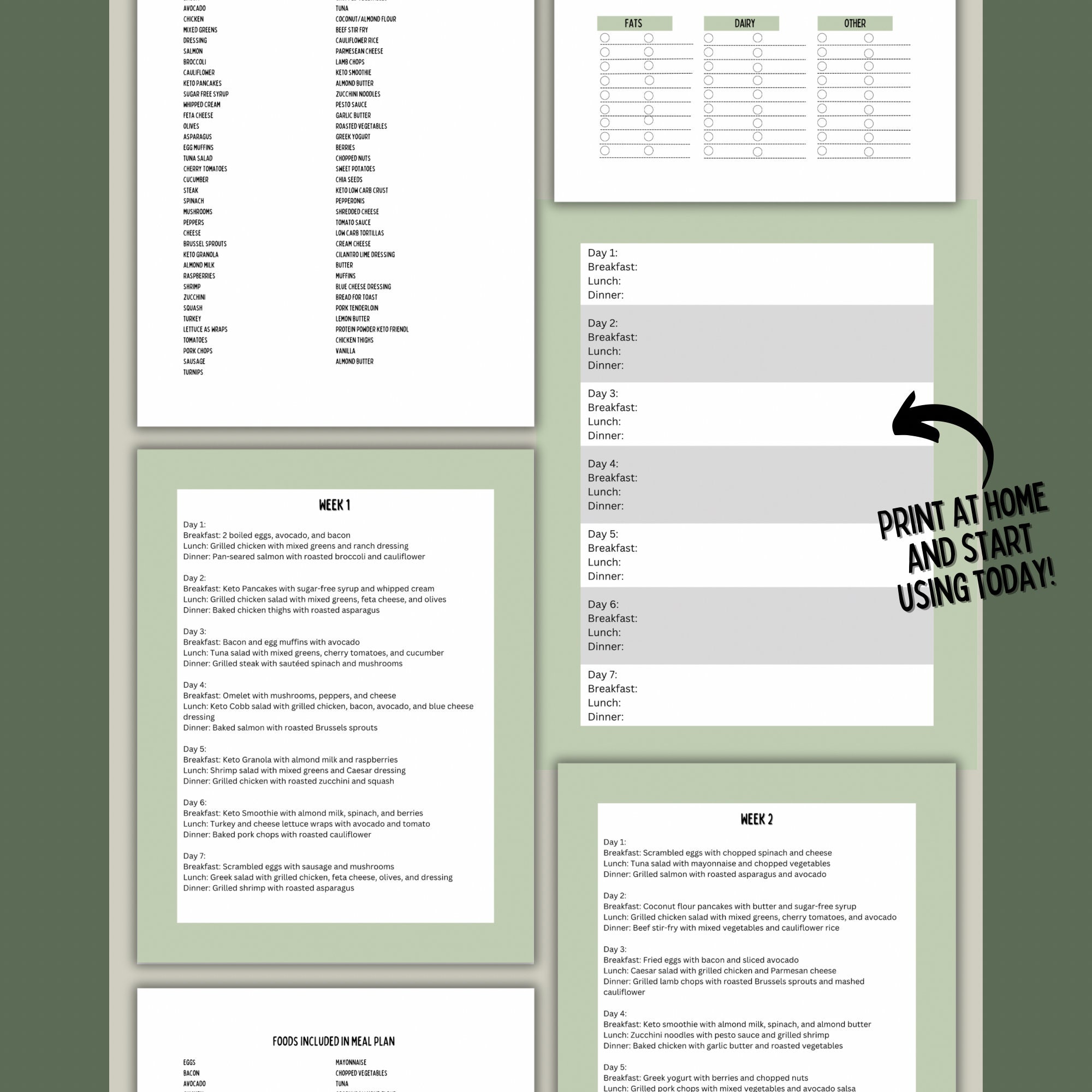 Keto Food List Printable Keto Food Planner Etsy Keto Food List Printable Keto Food Planner Etsy