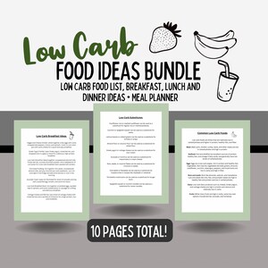 Low Carb Food List PDF Bundle Low Carb Food Chart - Etsy