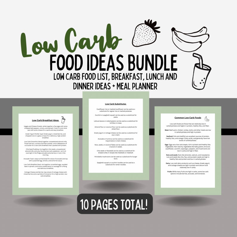 Low Carb Food List PDF Bundle Low Carb Food Chart - Etsy