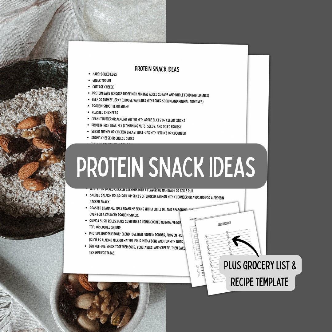 Protein Snacks Grocery List Printable Meal Planner Template Etsy