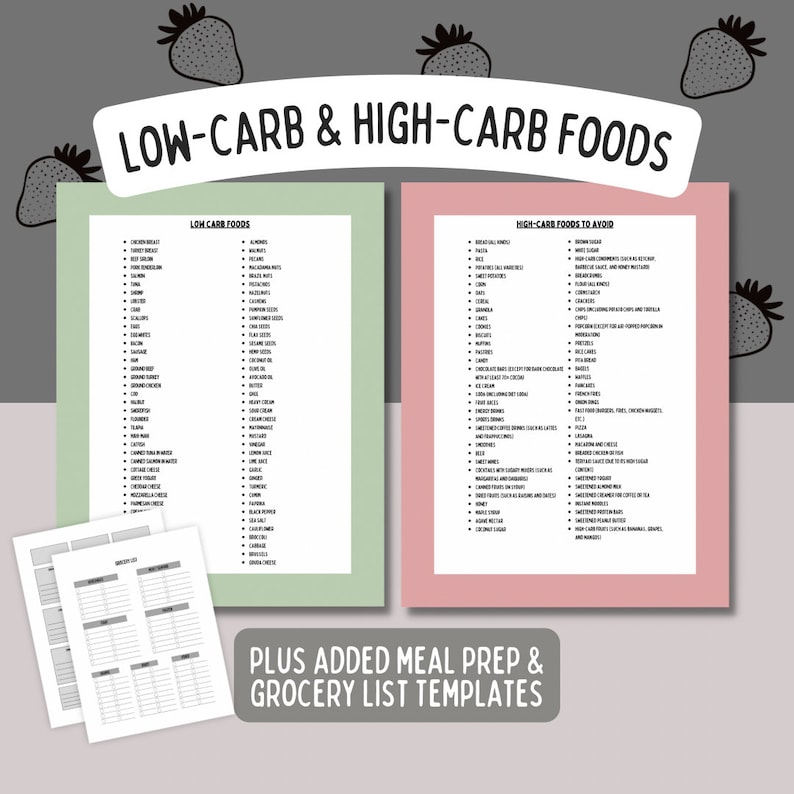 Low Carb Food List Meal Planner - Etsy