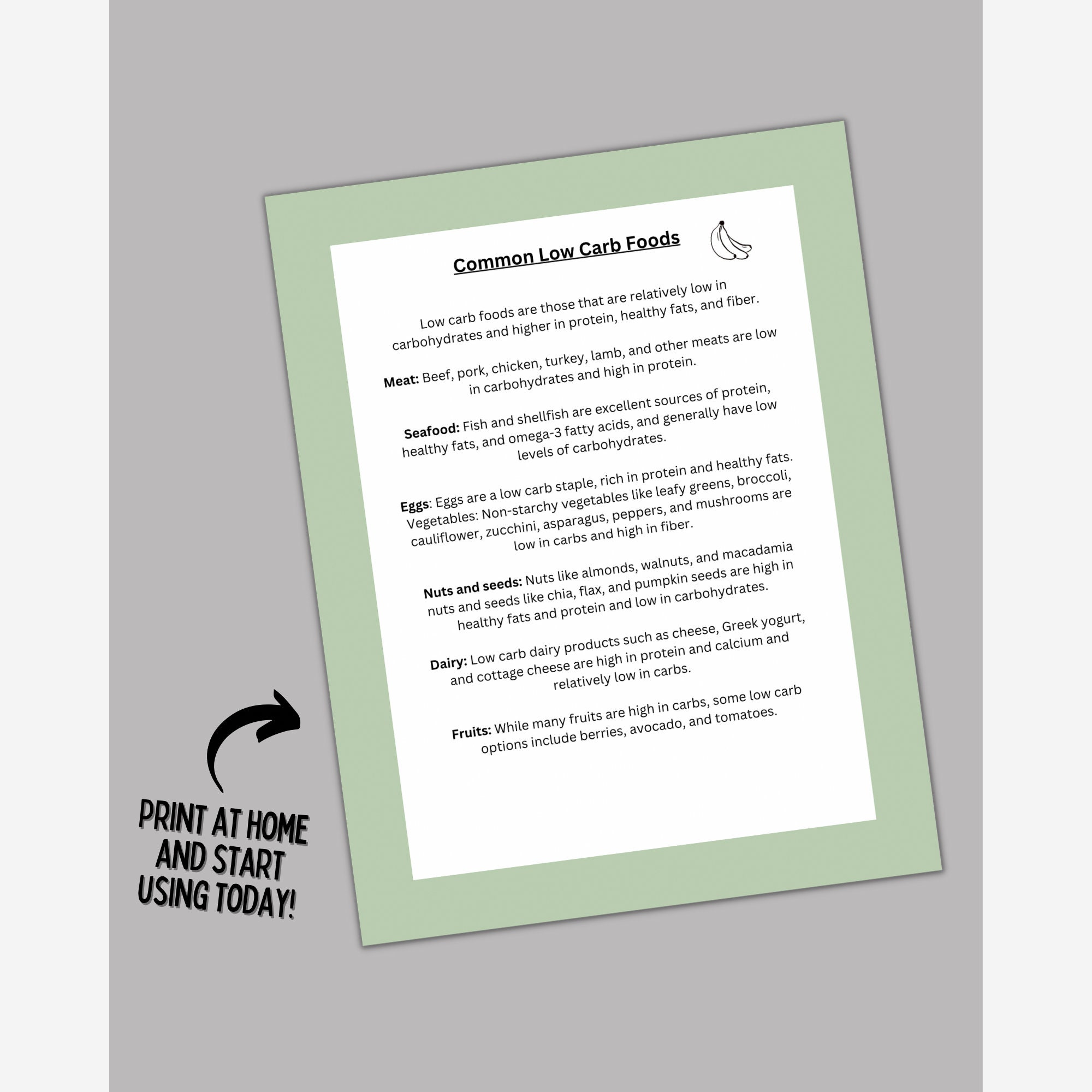 Low Carb Food List PDF Bundle Low Carb Food Chart - Etsy