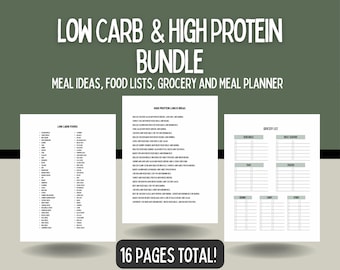 Meal Planner Printable High Protein Low Carb Food List
