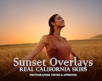 10 superposiciones de cielo al atardecer de California Superposiciones de sol Superposiciones de Photoshop