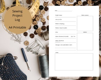 Registro de proyectos de costura, Diario de costura, Planificador de costureras, Diario de manualidades