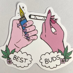 Aufkleber von Best Buds- zwei Hände Beleuchtung Gelenk