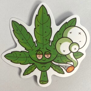 Aufkleber Smiley Cannabis Leaf Smoking a Joint