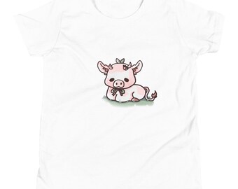 Kawaii Cow Tee Youth Unisex T-Shirt | "Strawberry Milk" | Cute | Farm Animal