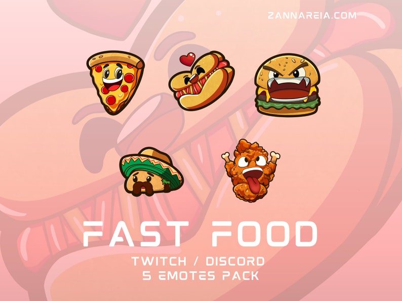 Fast Food Foodie Twitch / Discord Emote 5 Pack Etsy