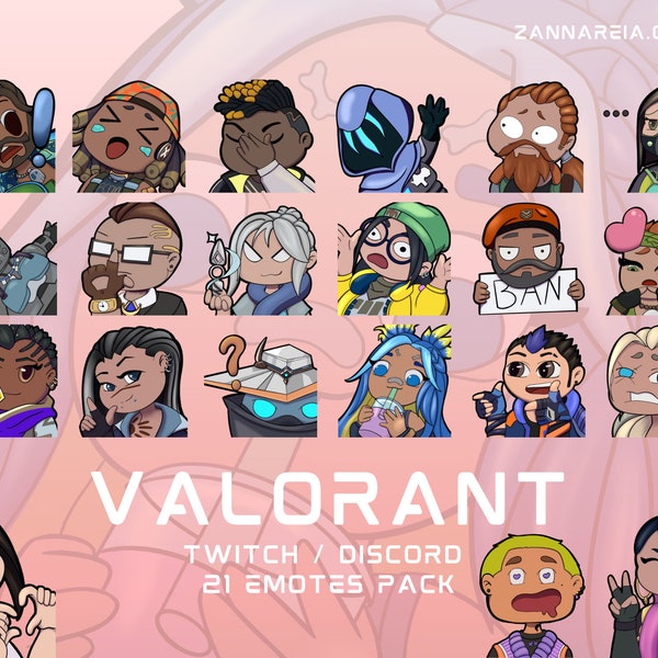 Valorant - 21 Emote Pack - Discord/Twitch Emotes