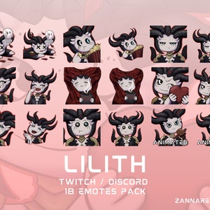 Lilith - Diablo 4 - 18 Emote Pack (1 Animated 8 Static in 2 versions) - Discord/Twitch Emotes