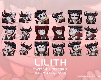 Lilith - Diablo 4 - 18 Emote Pack (1 Animated 8 Static in 2 versions) - Discord/Twitch Emotes