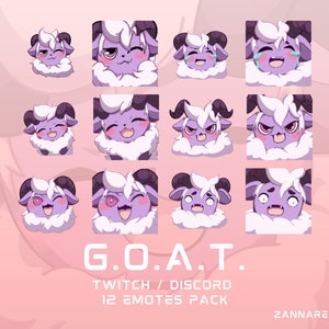 The kawaii G.O.A.T. - Purple 12 Emote Pack