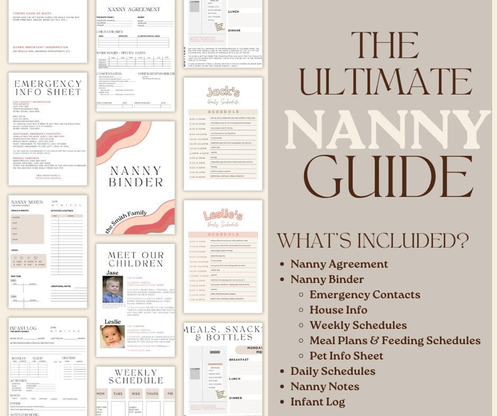 Nanny Bundle, Nanny Guide, Nanny Binder, Nanny Agreement, Nanny Log ...