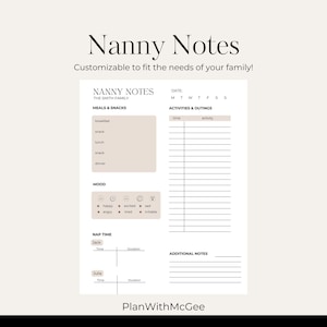 Nanny Notes/ Nanny Log