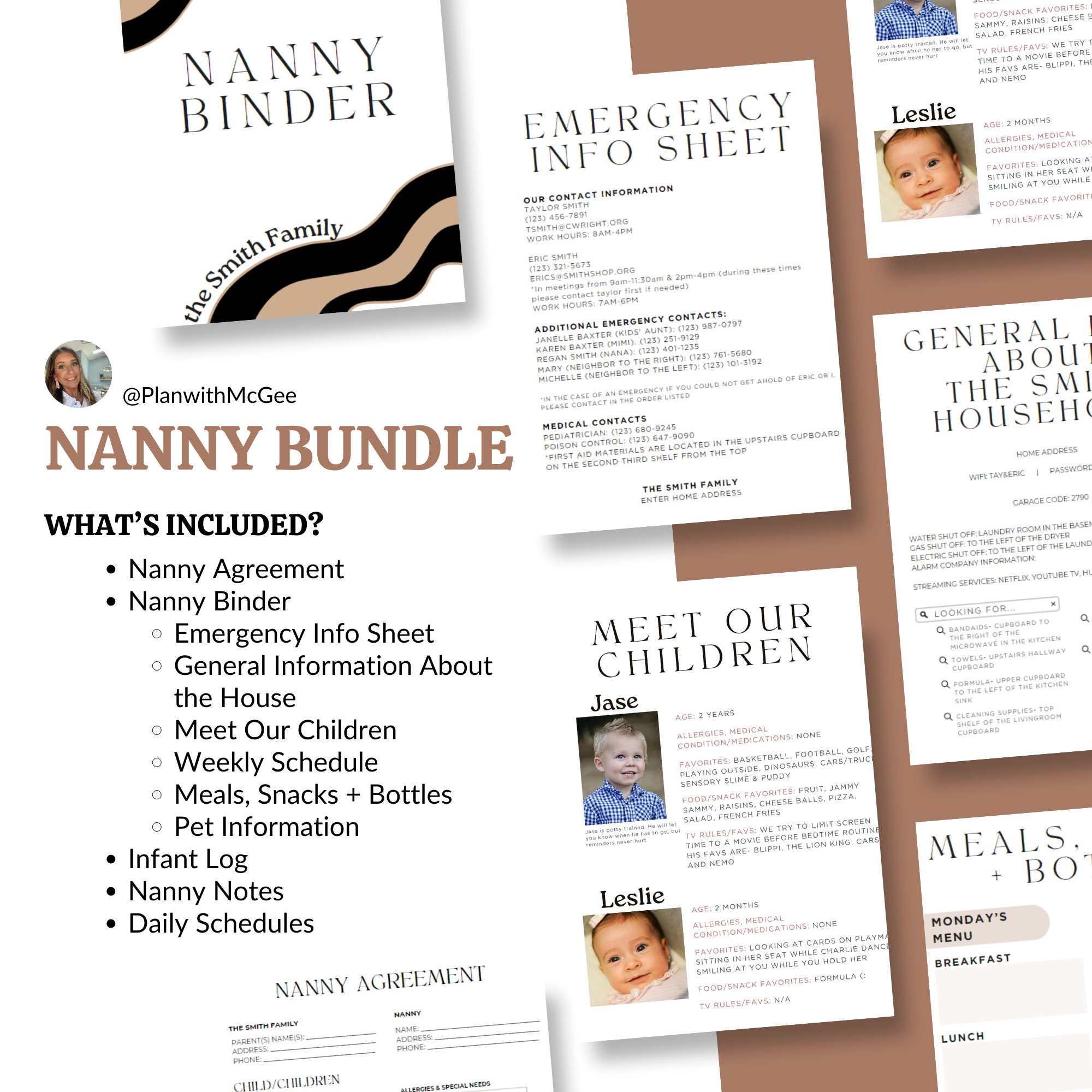 Nanny Bundle, Nanny Guide, Nanny Binder, Nanny Agreement, Nanny Log ...